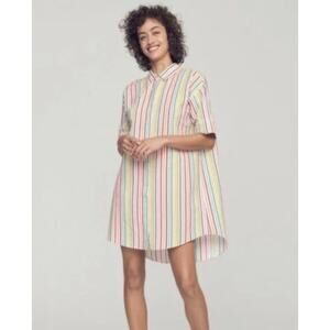 Bonobos Women's Rivera Seersucker Shirt Dress Front Button Stripe Size XXS